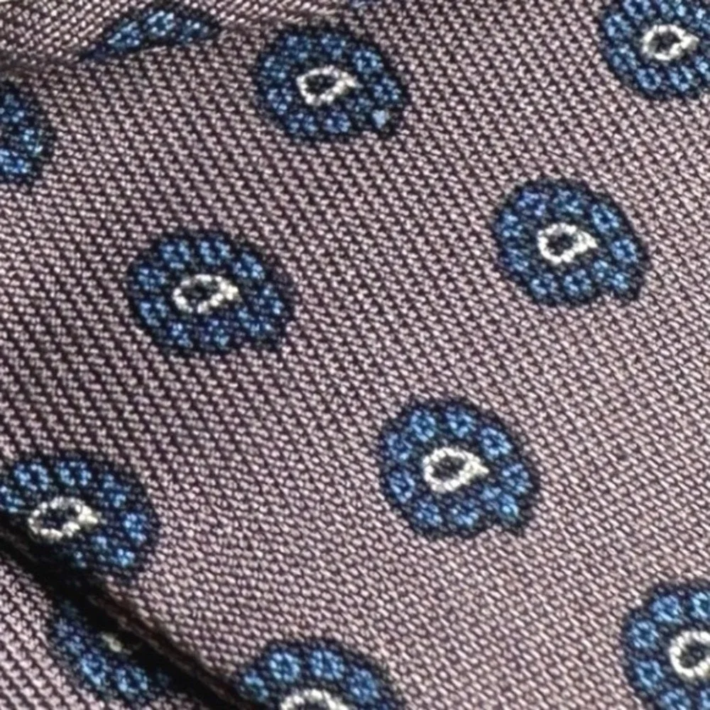 Bancroft Ltd‎ New York Mens Silk Tie Grey Blue Micro Paisley Medallion Vintage